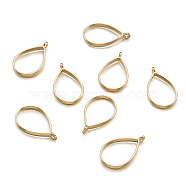 Rack Plating Alloy Teardrop Open Back Bezel Pendants, For DIY UV Resin, Epoxy Resin, Pressed Flower Jewelry, Golden, 33.9x20.5x3.8mm, Hole: 2.8mm(PALLOY-TA0001-09G)