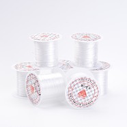 Flat Elastic Crystal String, Elastic Beading Thread, for Stretch Bracelet Making, White, 0.8mm, about 10.93 yards(10m)/roll, 25rolls/bag(EW-S001-18)