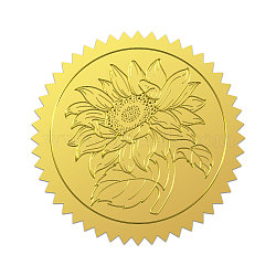 Self Adhesive Gold Foil Embossed Stickers, Medal Decoration Sticker, Flower, 5x5cm, 4pcs/sheet(DIY-WH0211-451)