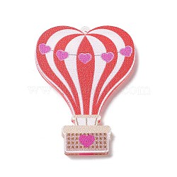Valentine's Day Opaque Printed Acrylic Pendants for Earrings Making, Hot Air Balloon, Camellia, 40x29.5x2mm, Hole: 1.4mm(MACR-M037-01A)