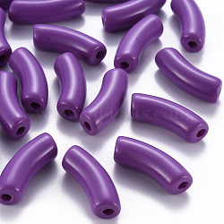 Opaque Acrylic Beads, Curved Tube, Dark Violet, 36x13.5x11.5mm, Hole: 4mm, about 133pcs/500g(MACR-S372-001B-S016)