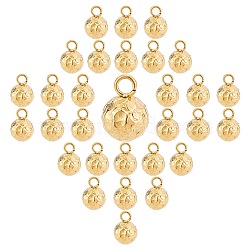SUNNYCLUE 30Pcs 304 Stainless Steel Charms, Round, Textured, Golden, 9x6mm, Hole: 1.8mm(STAS-SC0003-25)