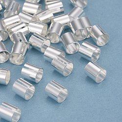 Brass Tube Beads, Long-Lasting Plated, Tube, 925 Sterling Silver Plated, 5x5mm, Hole: 4mm(KK-Y003-74S-1)