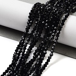 Imitation Austrian Crystal 5301 Bicone Beads, Faceted Glass Beads Strands, Black, 2.9~3.3x2mm, Hole: 0.5mm, about 145~150pcs/strand, 41.5~42cm(GLAA-S026-2mm-10)