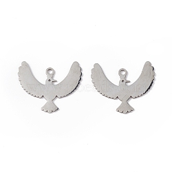 Non-Tarnish 304 Stainless Steel Pendants, Bird Charm, Stainless Steel Color, 25.5x22x1mm, Hole: 1.8mm(STAS-E186-08P)