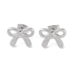 Non-Tarnish 304 Stainless Steel Stud Earrings, for Women, Bowknot, Stainless Steel Color, 11.7x15.3mm(EJEW-S227-30P-05)