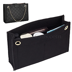 Wool Felt Purse Organizer Insert, with Iron Grommets, Mini Handbag Shaper Premium Felt, Bag Accessories, Rectangle, Black, 11.9x19x4.6cm, Hole: 9.8mm(FIND-WH0111-160A)