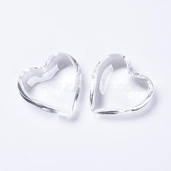 Glass Pendants, Heart, Clear, 40~41x42~43x15mm, Hole: 2mm(EGLA-K011-07A-02)