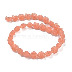 Synthetic Coral Carved Beads Strands, Dyed, Shell Shape, Misty Rose, 12.5x11x7.5mm, Hole: 1.2mm, about 30pcs/strand, 13.15''(33.4cm)(CORA-I023-05D)