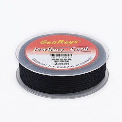 Braided Nylon Threads, Dyed, Black, 2mm, about 9.84 yards(9m)/roll(NWIR-Z002-07)
