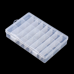 Plastic Bead Storage Containers, Adjustable Dividers Box, Removable 24 Compartments, Rectangle, Clear, 21x14x3.6cm(CON-Q026-03A)
