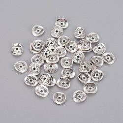 Tibetan Style Wavy Spacer Beads, Cadmium Free & Nickel Free & Lead Free, Arched Disc, Antique Silver, 9x1mm, Hole: 1mm(X-TIBEP-A11067-AS-FF)