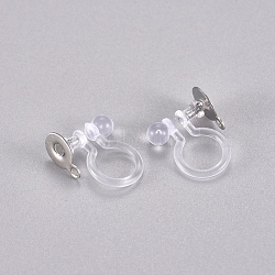 304 Stainless Steel and Plastic Clip-on Earring Findings, Stainless Steel Color, 9x12x5mm, Hole: 1mm(STAS-G225-28P)
