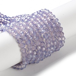 Baking Paint Transparent Glass Beads Strands, Imitation Opalite, Faceted, Round, Lilac, 4mm, Hole: 0.9mm, about 105~110pcs/strand, 38~39cm(DGLA-A034-J4MM-D03)