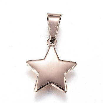 304 Stainless Steel Charms, Star, Rose Gold, 15x13x2.5mm, Hole: 7x3.5mm
