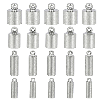 304 Stainless Steel Cord Ends, End Caps, Column, Stainless Steel Color, 10x6mm, Hole: 1.5mm, Inner Diameter: 5mm, 64pcs/box