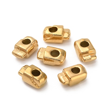 304 Stainless Steel Beads, Clasp, Ion Plating(IP), Real 18K Gold Plated, 8x5x4mm, Hole: 2.4mm