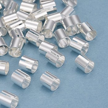 Brass Tube Beads, Long-Lasting Plated, Tube, 925 Sterling Silver Plated, 5x5mm, Hole: 4mm