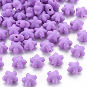 Opaque Acrylic Beads, Star, Dark Violet, 10x10.5x6mm, Hole: 1.6mm, about 1690pcs/500g