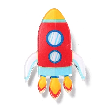 Rocket Acrylic Safety Brooch, Universe Space Lapel Pin for Backpack Clothes, Red, 47x31x2mm
