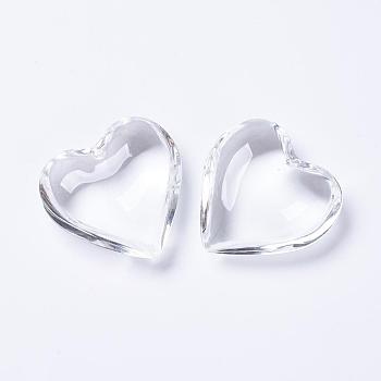 Glass Pendants, Heart, Clear, 40~41x42~43x15mm, Hole: 2mm