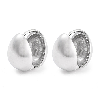 304 Stainless Steel Teardrop Huggie Hoop Earrings for Women, with 316 Stainless Steel Pins, Stainless Steel Color, 15x11.8x16mm