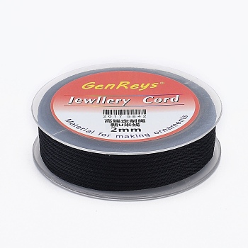 Braided Nylon Threads, Dyed, Black, 2mm, about 9.84 yards(9m)/roll