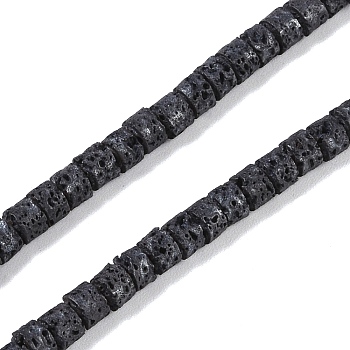 Frosted Natural Lava Rock Beads Strands, Column, 3x2mm, Hole: 1mm, about 266pcs/strand, 15.94''(40.5cm)