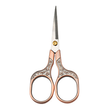 Plum Pattern Stainless Steel Scissors, Embroidery Scissors, Sewing Scissors, with Zinc Alloy Handle, Red Copper, 12.6x5.8cm