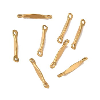 Ion Plating(IP) 304 Stainless Steel Connector Charms, Flat Bar Links, Real 18K Gold Plated, 13x2.5x1mm, Hole: 1.2mm