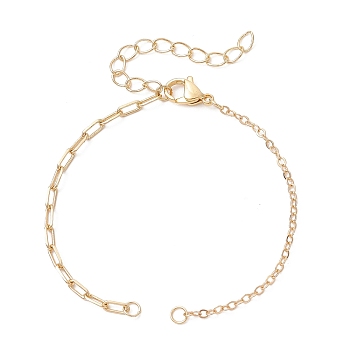 Brass Cable Chain Paperclip Chain Bracelet Making, with 304 Stainless Steel Lobster Claw Clasps, Golden, 6-3/8 inch(16.1cm)
