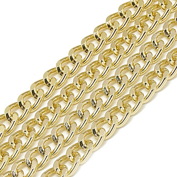 Unwelded Aluminum Curb Chains, Gold, 9x7x1.8mm