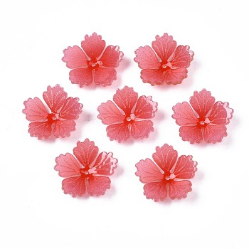 Plastic Beads, Flower, Tomato, 15~15.5x16~16.5x4mm, Hole: 1mm