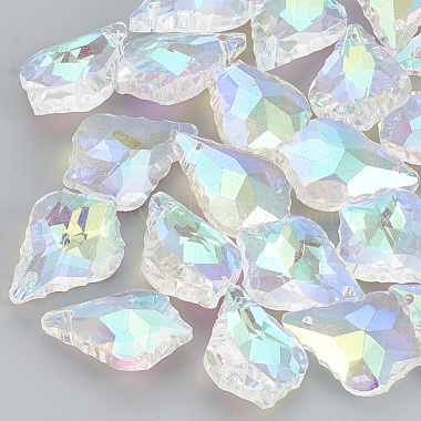 22mm Clear Leaf Electroplate Glass Beads