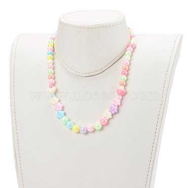 Colliers ronds de perles graduées en acrylique pour enfants(NJEW-JN03433)-5
