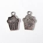 Tibetan Style Alloy Drink Charms, Cadmium Free & Lead Free, Cupcake, Antique Silver, 16x11x2mm, Hole: 1.5mm(TIBEP-A100748-S-LF)