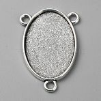 Alloy Cabochon Connector Settings, 3-Loop, Oval Chandelier Components Links, Antique Silver, Tray: 30x20mm, 3.6x2.4x0.2cm, Hole: 3mm(FIND-WH0152-412)