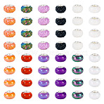 120Pcs 12 Colors Opaque Resin European Beads, Large Hole Beads, Rondelle with Silver Color Plated Brass Cores, Mixed Color, 13.5~14x8.2~9.5mm, Hole: 5mm, 10pcs/style(RESI-TA0004-80)