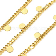 304 Stainless Steel Link Chains, Soldered, with Spool, Round, Real 18K Gold Plated, 6mm(AJEW-Z028-08G)