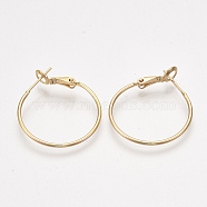 Brass Hoop Earrings, Real 18K Gold Plated, 20 Gauge, 30x25x1.5mm, Pin: 0.8mm(X-KK-S348-406A)
