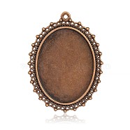 Tibetan Style Alloy Oval Big Pendant Cabochon Settings, Red Copper, Tray: 30x40mm, 54x40.5x1mm, Hole: 2mm(PALLOY-J577-25R-NF)