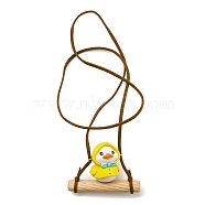 Cute Plastic Swinging Turban Duck Pendant Decorations, for Car Interiors Hanging Ornaments, Yellow, 300mm, pendant: 44x60x27mm(HJEW-A009-01B)
