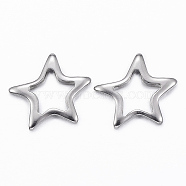 Tarnish Resistant 304 Stainless Steel Links, Star, Stainless Steel Color, 16x17x2mm, Hole: 8x8mm(STAS-H401-42P)