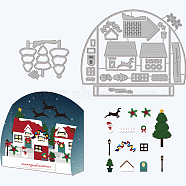 Christmas Theme Carbon Steel Cutting Dies Stencils, for DIY Scrapbooking, Photo Album, Decorative Embossing Paper Card, Matte Platinum Color, Christmas Tree & Reindeer/Stag, House Pattern, 7.8~17x9.8~20.7x0.08cm, 2pcs/set(DIY-WH0309-744)