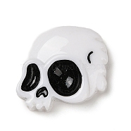 Skull Halloween Opaque Resin Decoden Cabochons, Halloween Jewelry Craft, White, 25.5x27x7.5mm(RESI-R446-01K)