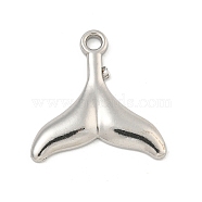 Non-Tarnish 304 Stainless Steel Pendants, Fishtail Charm, Stainless Steel Color, 26x25x3mm, Hole: 3mm(STAS-I307-521P)