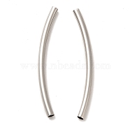304 Stainless Steel Tube Beads, Curved Tube, Stainless Steel Color, 40x2.5mm, Hole: 2.5mm(STAS-M308-01C)