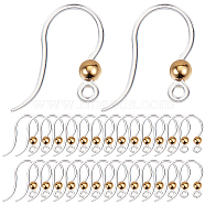 80Pcs Eco-Friendly Plastic Earring Hooks, with 304 Stainless Steel Beads and Horizontal Loop, Round, Golden, 15.5x8x0.7mm, Hole: 1.2mm, 24 Gauge, Pin: 0.5mm(STAS-SC0004-43G)