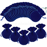 50Pcs Gourd Velvet Drawstring Bags, Gift Pouches, Medium Blue, 12x9cm(TP-NB0001-64C)