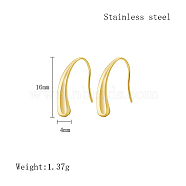 304 Stainless Steel Dangle Earrings, Teardrop, Real 18K Gold Plated, 16x4mm(CA7768-1)